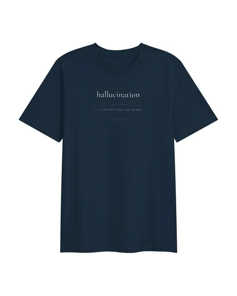 Hallucination Tee, t-shirt bleu marine avec définition imprimée