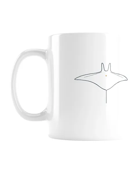 Manta Mug White, mug blanc avec raie manta au trait